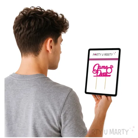 topper papierowy game over diament fuksja 13 5 x 16 cm