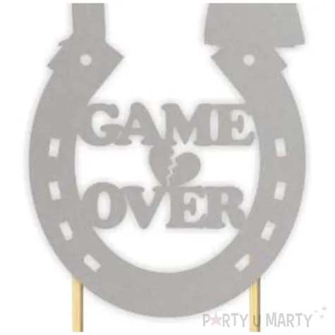 topper papierowy game over srebrny 8 x 19 5 cm