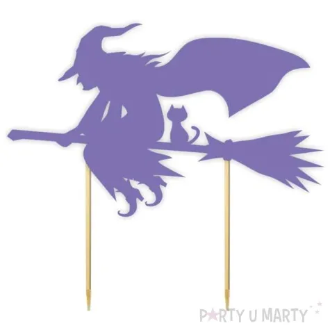 topper papierowy halloween wiedzma fioletowy 19x17 cm