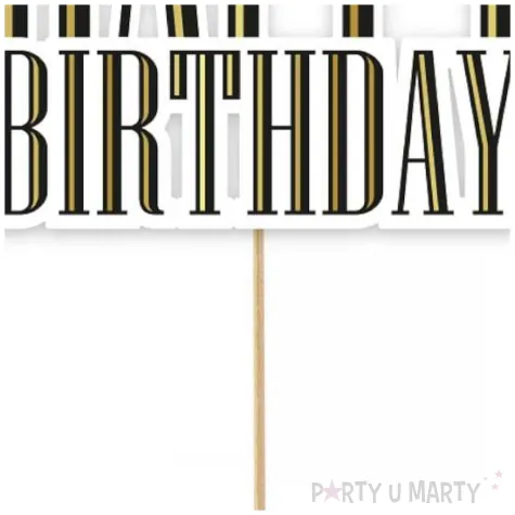 topper papierowy happy birthday czarno zloty godan 13 cm