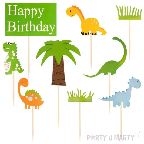topper papierowy happy birthday dinozaury mix partypal 11 17 5 cm 9 szt