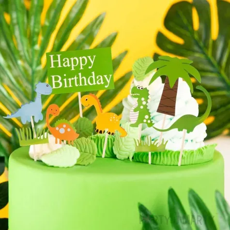 topper papierowy happy birthday dinozaury mix partypal 11 17 5 cm 9 szt