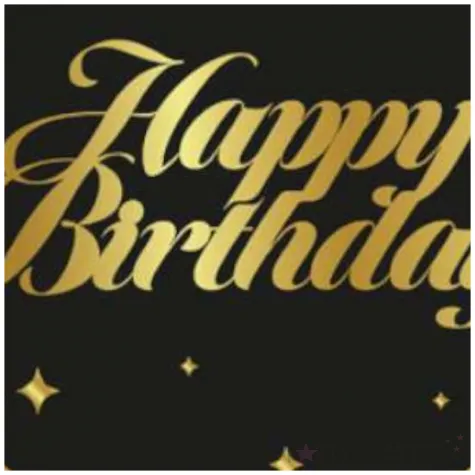 topper papierowy happy birthday gwiazdki czarno zloty godan 10x20 cm