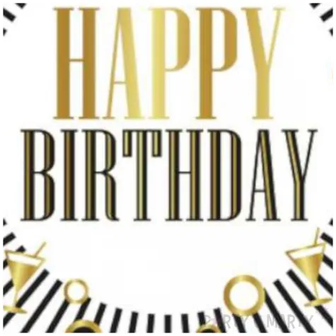 topper papierowy happy birthday paski i drinki bialo czarny godan 10x20 cm