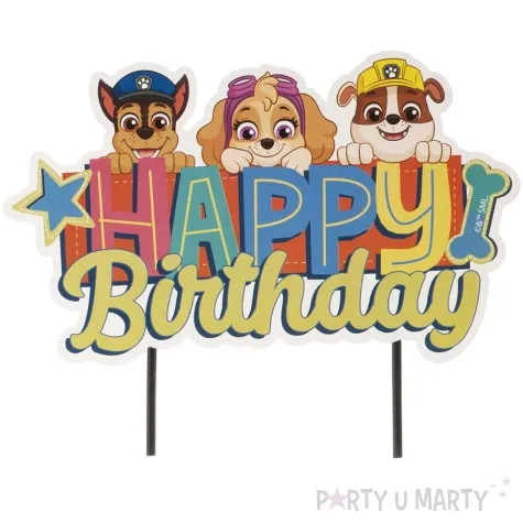 topper papierowy happy birthday psi patrol dekora 17 cm