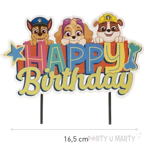 topper papierowy happy birthday psi patrol dekora 17 cm