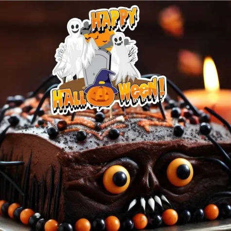 topper papierowy happy halloween duchy na cmentarzu 20 cm