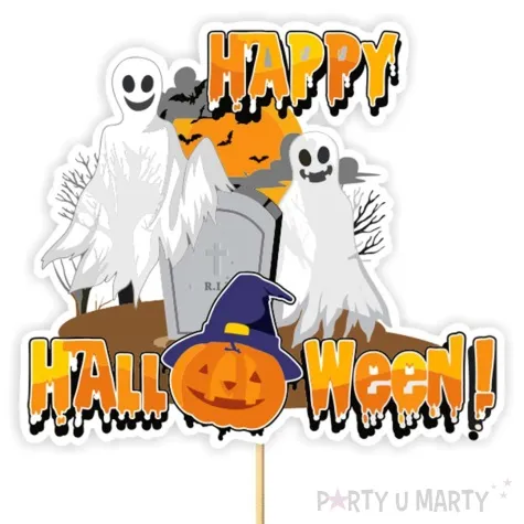 topper papierowy happy halloween duchy na cmentarzu 20 cm