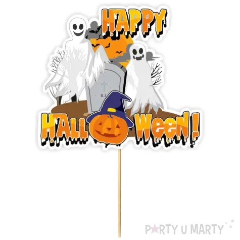 topper papierowy happy halloween duchy na cmentarzu 20 cm
