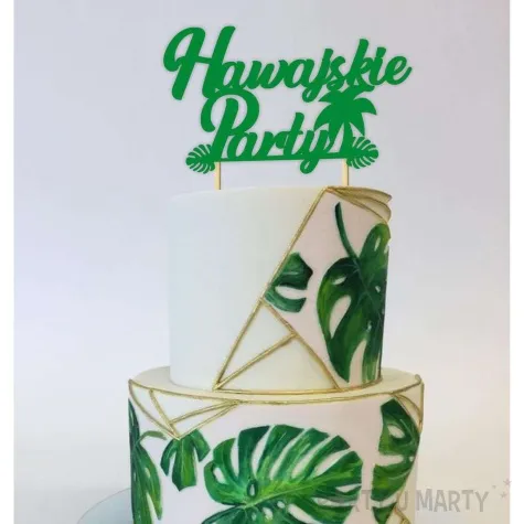 topper papierowy hawajskie party zielony 13 x 16 cm