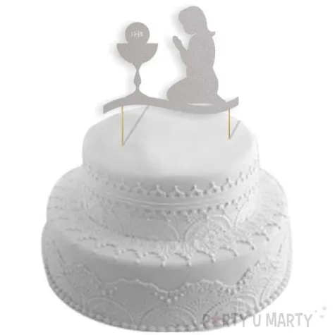 topper papierowy i komunia sw dziewczynka srebrna 17 cm