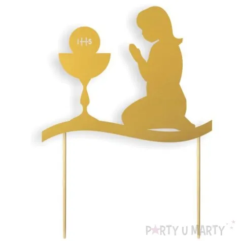 topper papierowy i komunia sw dziewczynka zlota 17 cm