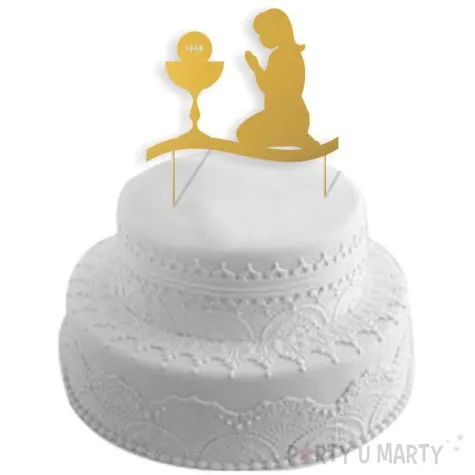 topper papierowy i komunia sw dziewczynka zlota 17 cm