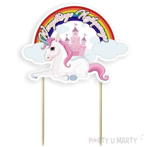 topper papierowy jednorozec wszystkiego najlepszego 16 cm