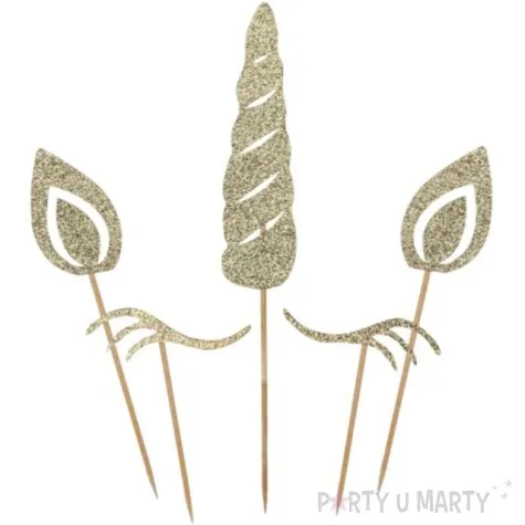 topper papierowy jednorozec zloty brokat godan 5 szt