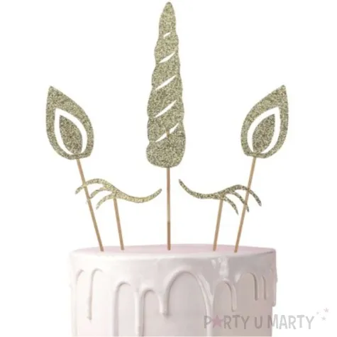 topper papierowy jednorozec zloty brokat godan 5 szt