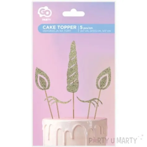 topper papierowy jednorozec zloty brokat godan 5 szt