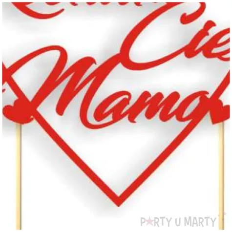 topper papierowy kocham cie mamo czerwona 14 cm