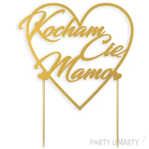 topper papierowy kocham cie mamo zlota 14 cm