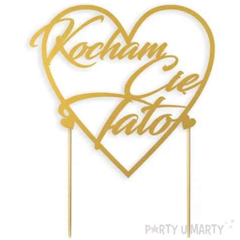 topper papierowy kocham cie tato zlota 14 cm