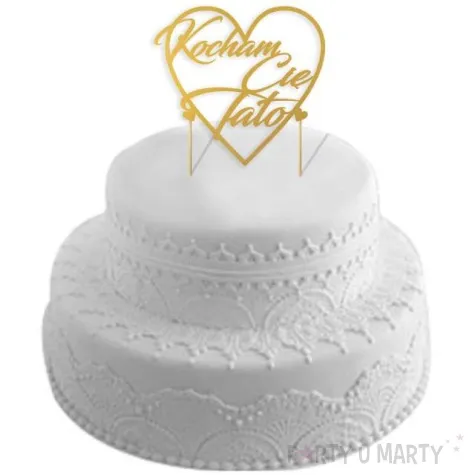 topper papierowy kocham cie tato zlota 14 cm