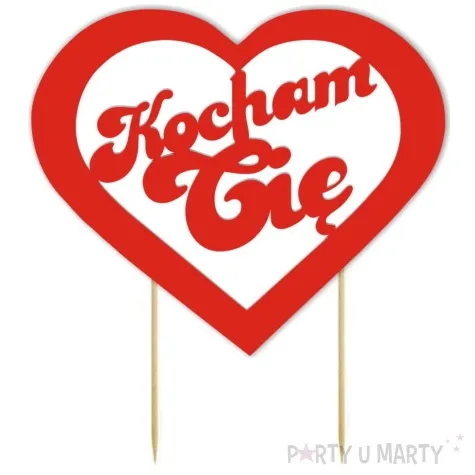 topper papierowy kocham cie w sercu 19 cm