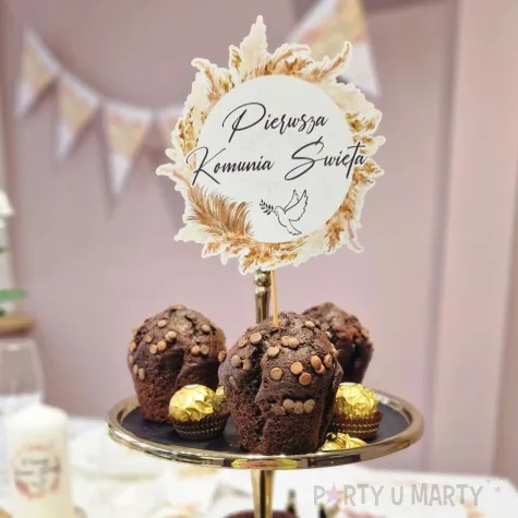 topper papierowy komunia boho 21 cm