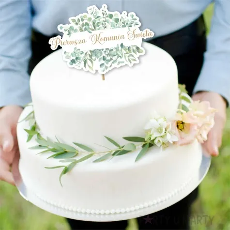 topper papierowy komunia eukaliptus beauty 20 cm