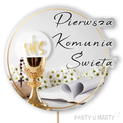 topper papierowy komunia kielich z biblia 20 cm