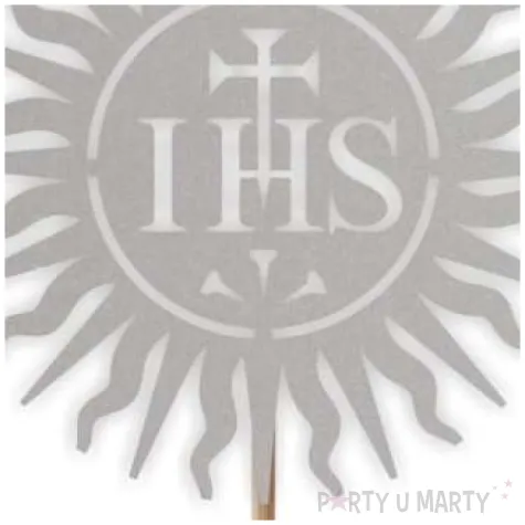 topper papierowy komunia sw ihs hostia srebrny 24 cm