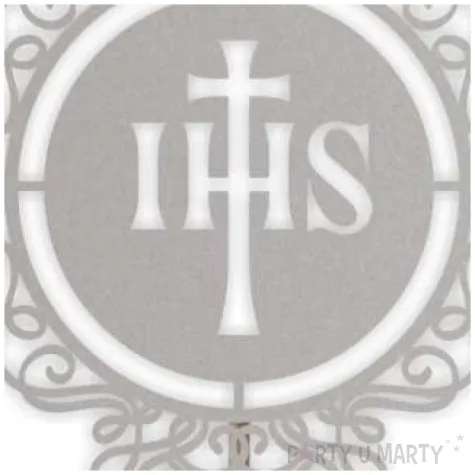 topper papierowy komunia sw ihs ornament srebrny 24 cm