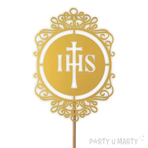 topper papierowy komunia sw ihs ornament zloty 24 cm