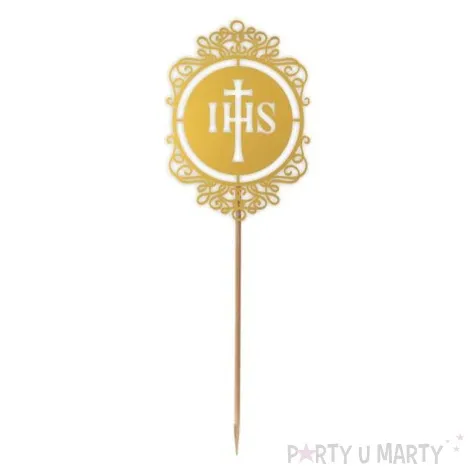 topper papierowy komunia sw ihs ornament zloty 24 cm