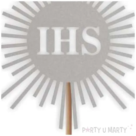 topper papierowy komunia sw ihs promyki srebrny 24 cm