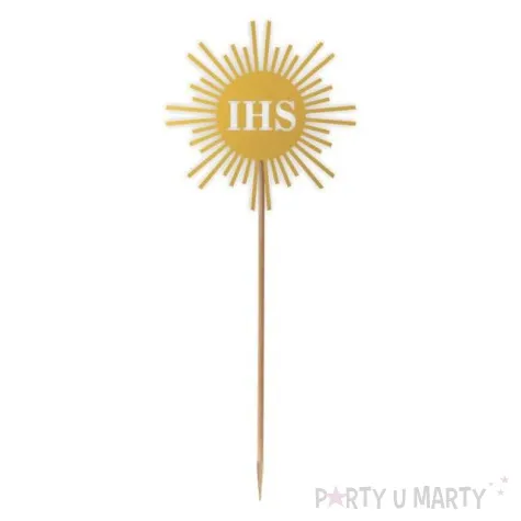 topper papierowy komunia sw ihs promyki zloty 24 cm