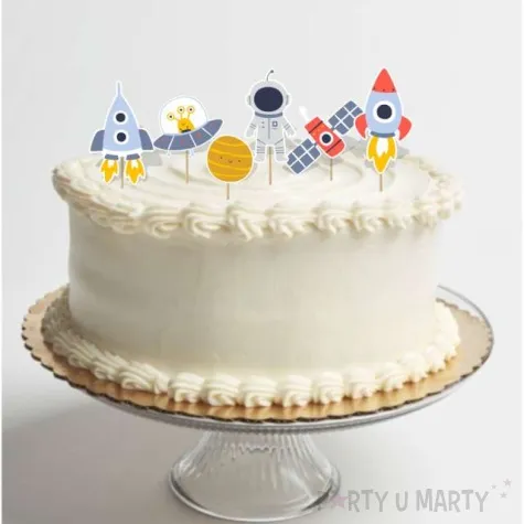 topper papierowy kosmiczne urodziny 6 szt