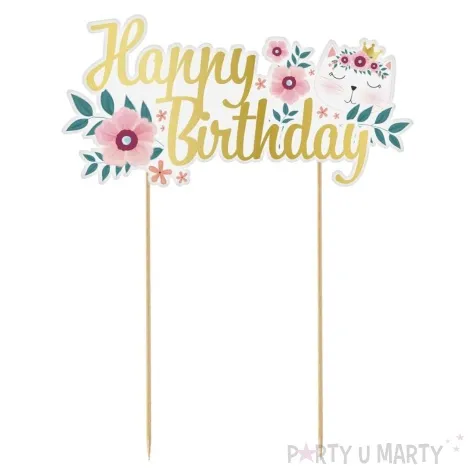 topper papierowy kotek happy birthday godan 15x19cm
