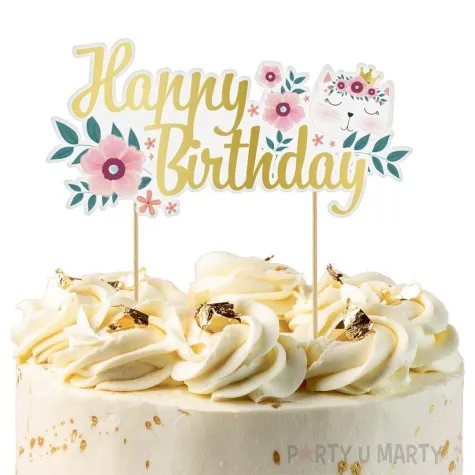 topper papierowy kotek happy birthday godan 15x19cm