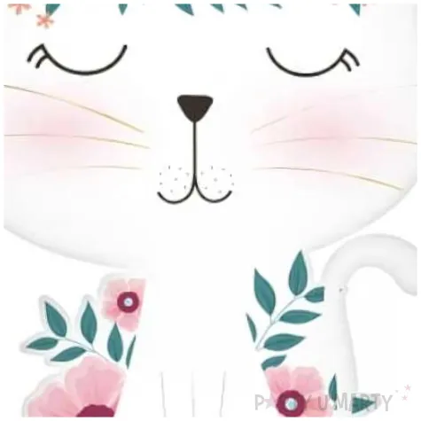 topper papierowy kotek z korona bialy godan 26x10cm