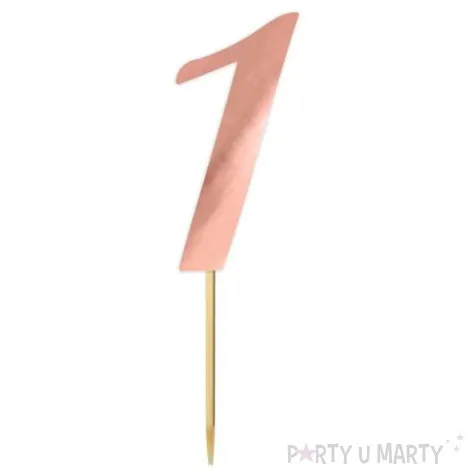 topper papierowy liczba 1 rose gold metalic 18 cm