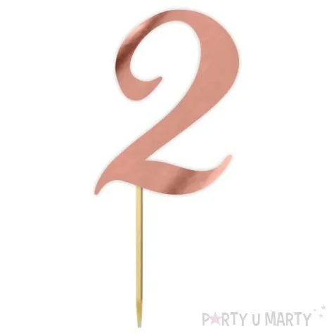 topper papierowy liczba 2 rose gold metalic 18 cm