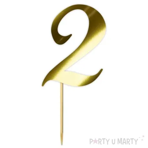 topper papierowy liczba 2 zloty metalic 18 cm