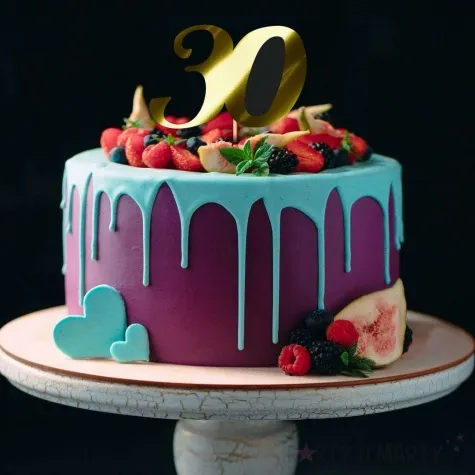 topper papierowy liczba 30 zloty metalic 18 cm