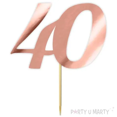 topper papierowy liczba 40 rose gold metalic 18 cm