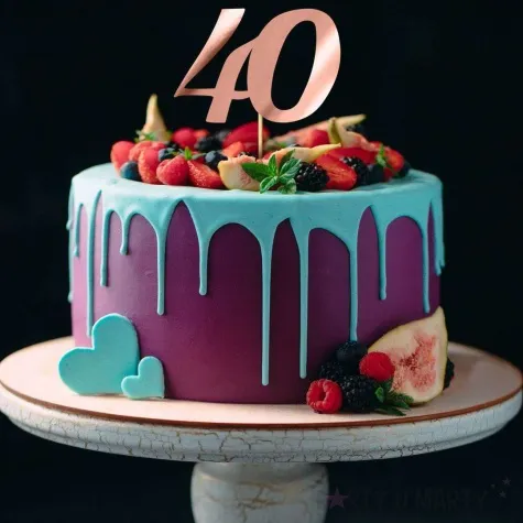 topper papierowy liczba 40 rose gold metalic 18 cm