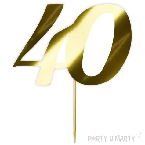 topper papierowy liczba 40 zloty metalic 18 cm