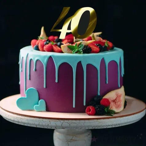 topper papierowy liczba 40 zloty metalic 18 cm