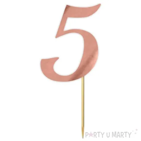topper papierowy liczba 5 rose gold metalic 18 cm
