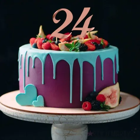 topper papierowy liczba 7 rose gold metalic 18 cm