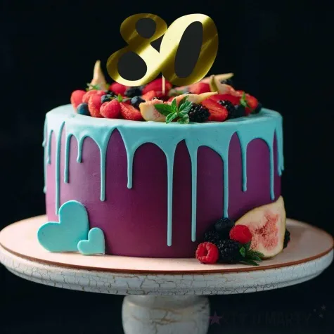 topper papierowy liczba 80 zloty metalic 18 cm